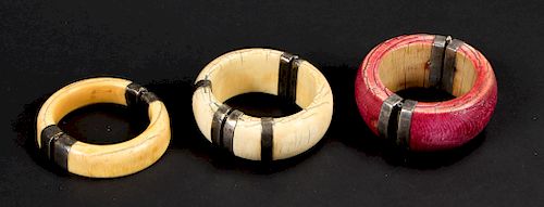 3 Assorted Antique Dowry Bangles, India