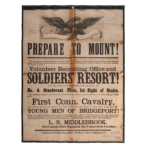 Connecticut 1st Cavalry Prepare to Mount! Broadside