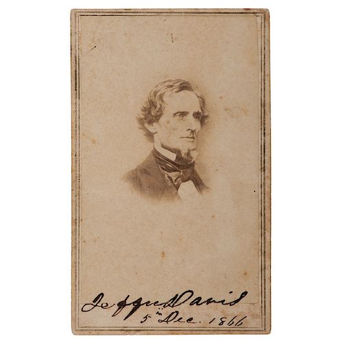 Jefferson Davis, CDV, Signed and Dated to his Imprisonment in Fortress Monroe