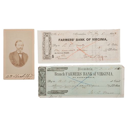 Confederate Autographs and CDV, Featuring Checks Signed by First CSA Officer Casualty, Captain John Quincy Marr