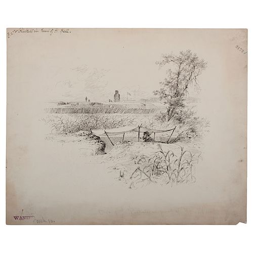 One of the Pickets in Front of Ft. Hell, Petersburg, 1864, Pen and Ink Sketch by Alfred R. Waud