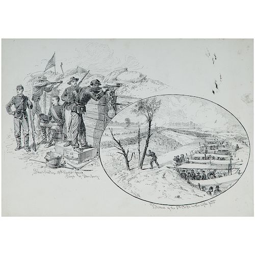 In the Federal Lines at Petersburg - Siege of Petersburg, Virginia, Drawings on Board by Alred R. Waud