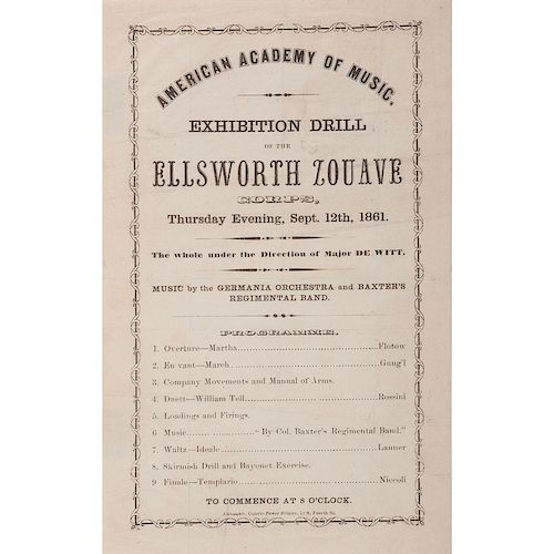 Ellsworth Zouave Broadside