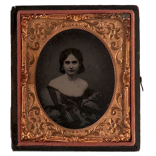 Sixth Plate Ruby Ambrotype of Big Bosomed Woman