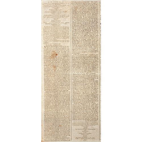 George Washington's First Inauguration and Address Covered in Connecticut Newspaper, 1789