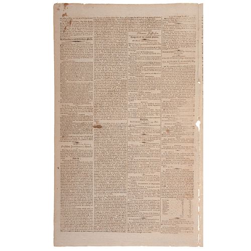 Thomas Jefferson's First Inaugural Address Printed in Boston's Columbian Centinel