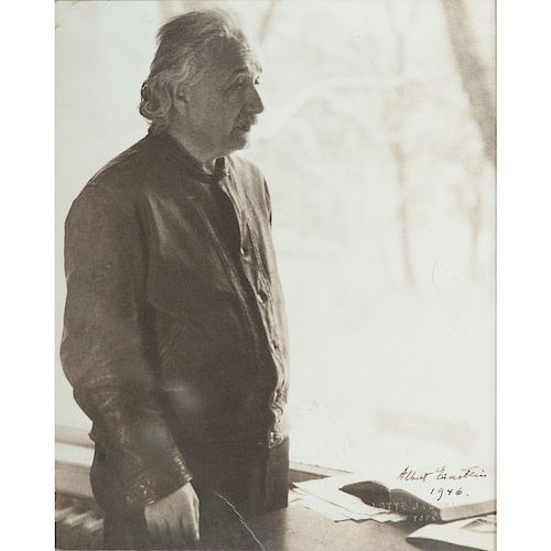 Albert Einstein, Signed Photograph in his Favorite Leather Jacket