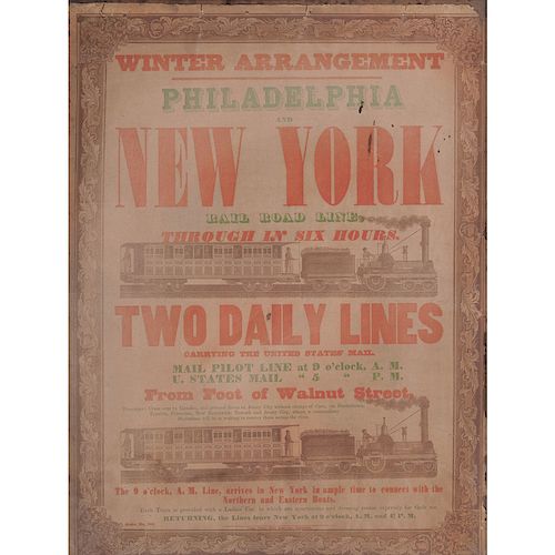 Philadelphia and New York Railroad Advertisement 