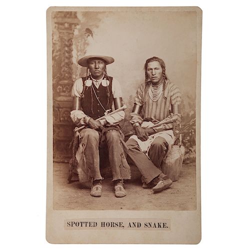 Two Cabinet Cards of Crow Indians by D.F. Barry