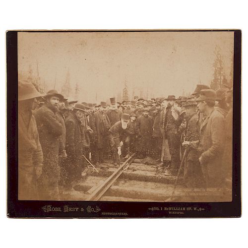 Rare Albumen Photograph of the Driving of the Last Spike of the Canadian Pacific Railway, by Alexander J. Ross