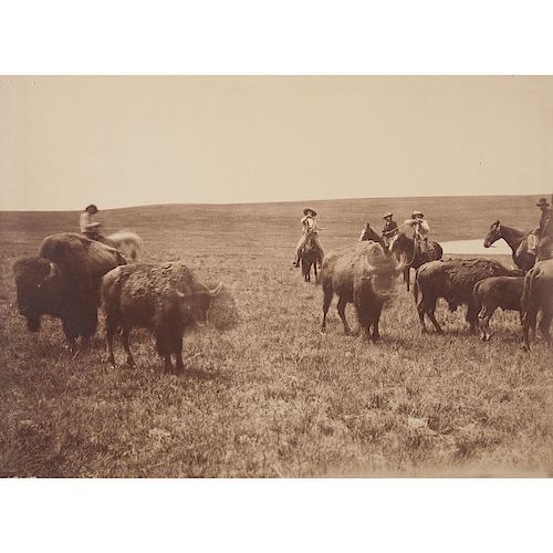 Albumen Photograph of Buffalo Bill Cody Hunting Buffalo