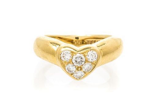 * An 18 Karat Yellow Gold and Diamond Heart Ring, Tiffany & Co., 2.40 dwts.