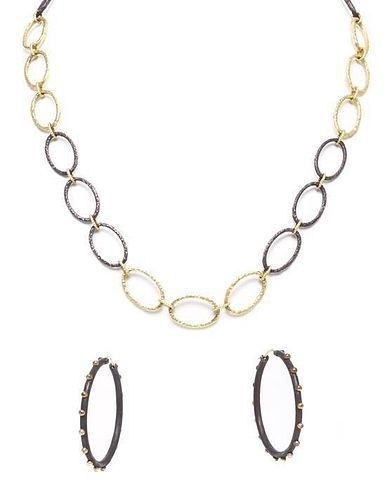 A Collection of 18 Karat Yellow Gold and Oxidized Silver Jewelry, Armenta, 22.60 dwts.