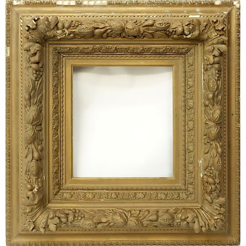 Antique Ornate Gilt Carved Wood and Gesso Frame. Condition consistent with age, some losses and cra