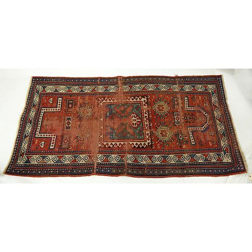 19th Century Caucasian Persian Rug. Unsigned. Quite a bit of wear. Measures 91" x 47". Shipping $75