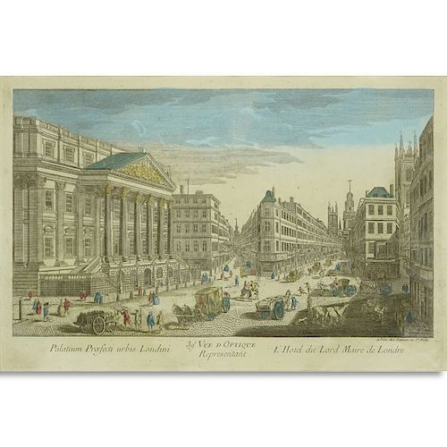 Jean Francois Daumount, French (1740 - 1775) Hand Color Engraving, L'Hotel du Lord Maire de Londre.