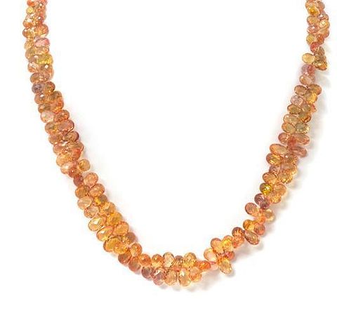 * An 18 Karat Yellow Gold and Sapphire Bead Necklace, 28.50 dwts.