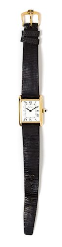 An 18 Karat Gold Plated 'Tank' Wristwatch, Cartier,