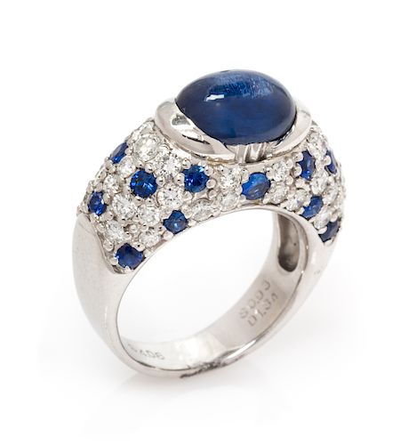 A Platinum, Sapphire and Diamond Ring, 10.80 dwts.