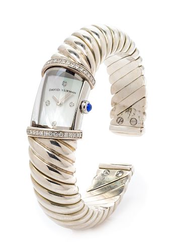 A Sterling Silver and Diamond 'Waverly' Wristwatch, David Yurman, 59.60 dwts.