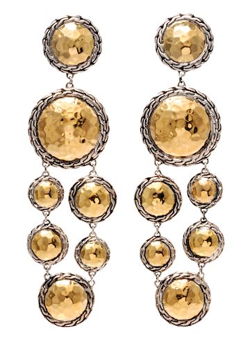 A Pair of Sterling Silver and 22 Karat Yellow Gold 'Palu' Chandelier Earclips, John Hardy, 16.20 dwts.