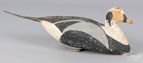 Unusual carved and painted pintail duck decoy