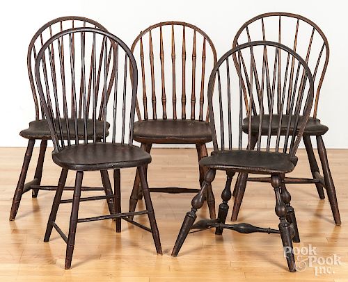 Five bowback Windsor chairs