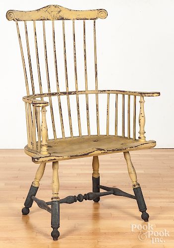 Contemporary painted fanback Windsor armchair.
