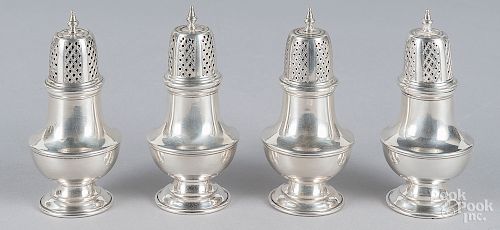 Set of four sterling silver shakers