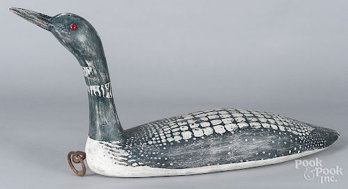 Oversized carved and painted loon decoy