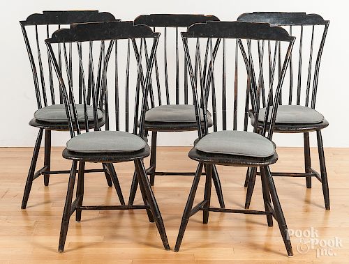 Assembled set of six New England Windsor chairs