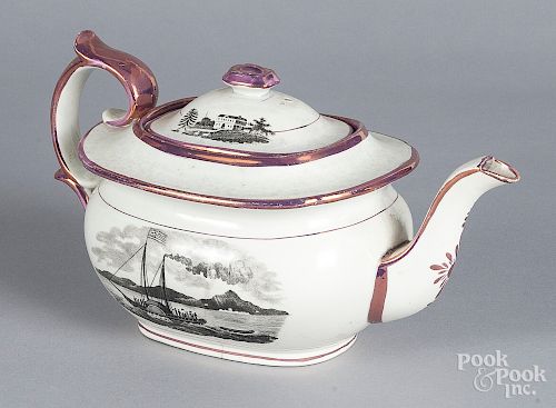 Pink lustre maritime teapot