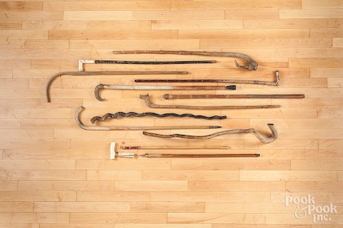 Collection of canes and walking sticks