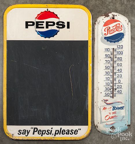 Pepsi painted tin thermometer