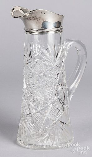 Gorham sterling silver mounted cut glass pitcher