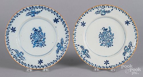 Pair of Delft blue and white plates
