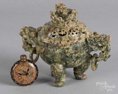 Chinese censer and a snuff bottle