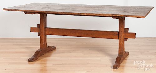 Contemporary oak trestle table