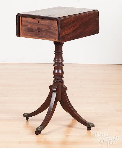 Diminutive Federal walnut two-drawer stand
