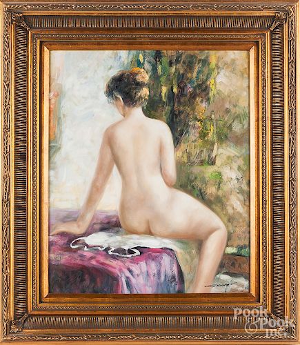 Contemporary oil on canvas female nude