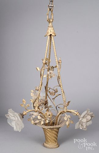Brass basket chandelier