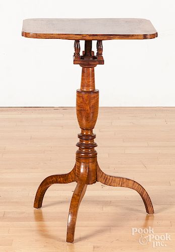 New England Federal tiger maple candlestand