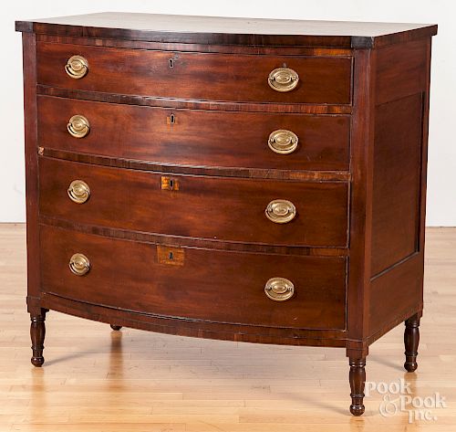 Sheraton mahogany bowfront chest of drawers