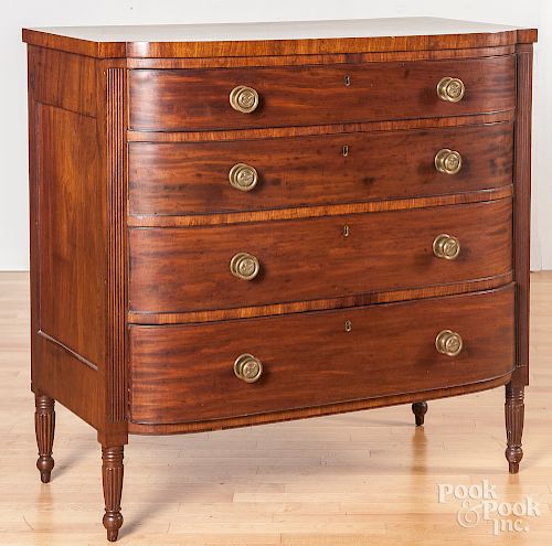 Sheraton mahogany swell front chest of drawers