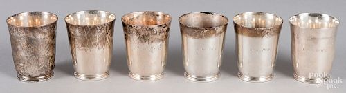 Six Tiffany & Co. sterling silver cups