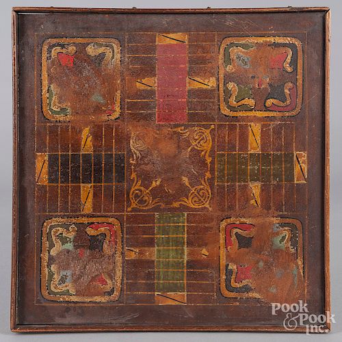 Painted mahogany double-sided gameboard