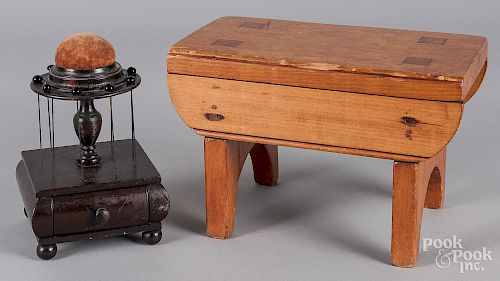 Mahogany sewing box with pincushion top