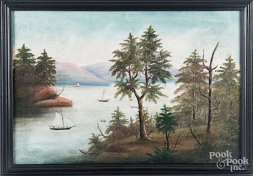 Pair of Hudson River oil on canvas landscapes