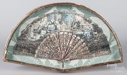 Victorian printed and hand colored fan
