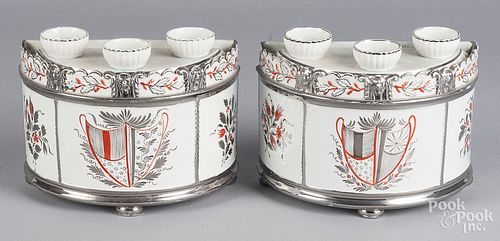 Pair of lustre pearlware bough pots